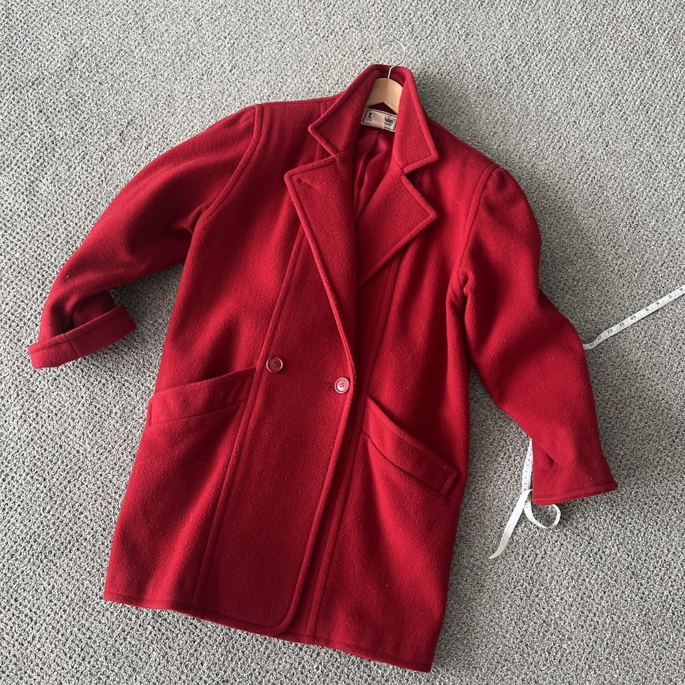 Vintage Women's L L Bean Red Wool Pea Coat Old Money Size 10. Preppy Chic
